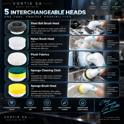 VORTIX SA™ SpinScrub Pro Electric Spin Scrubber